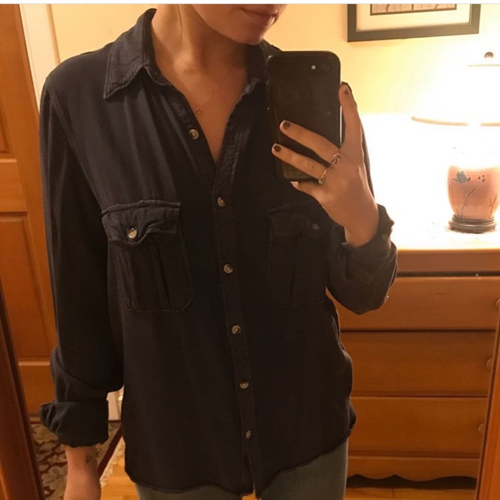 Navy blue button up shirt!